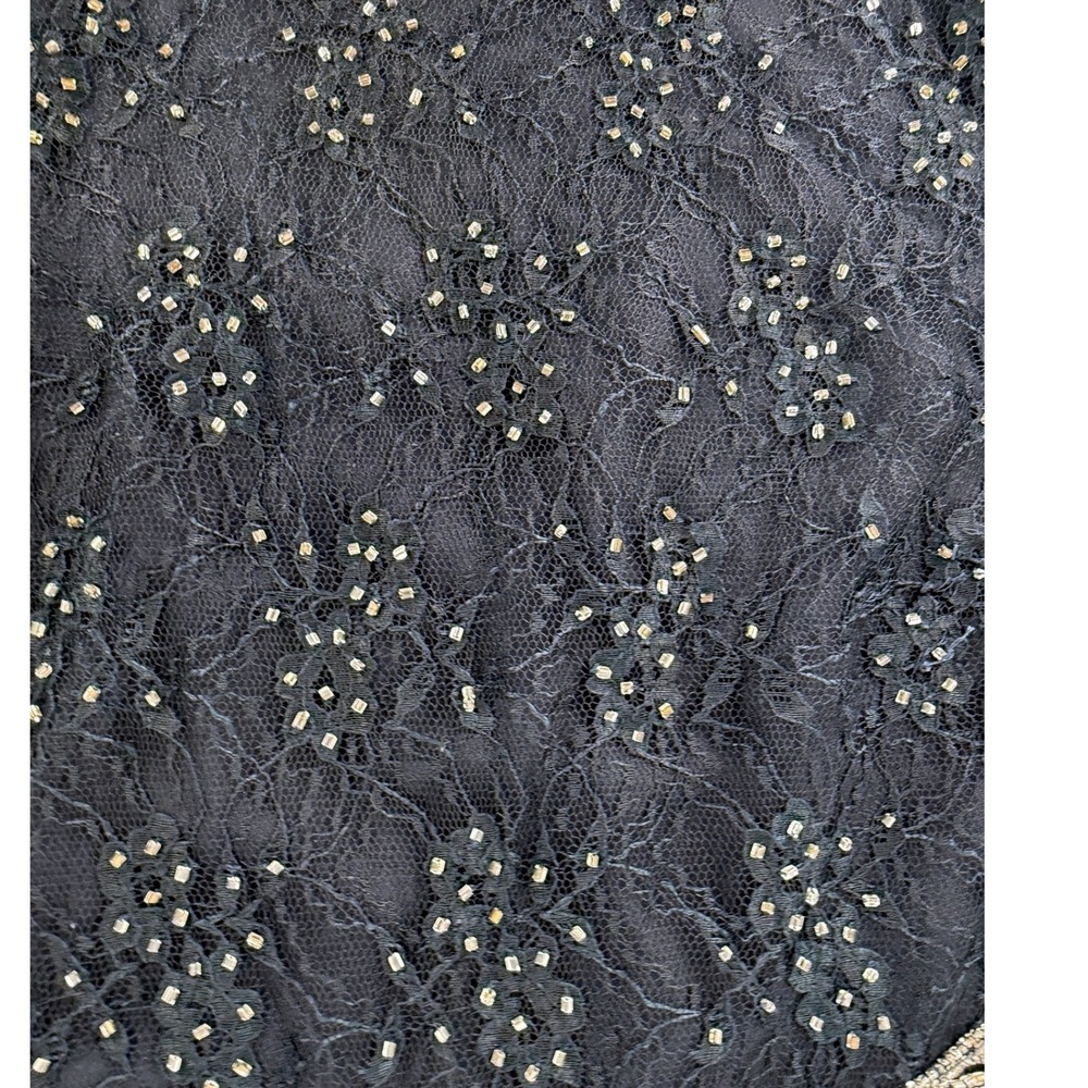 Grain de Malice GDM Navy Y2K Lace Beaded Sleeveless Top Gold Embroidery Sz 36 - Picture 3 of 7